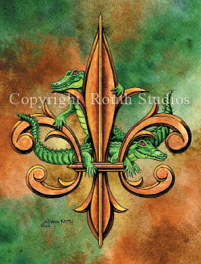 Alligators Fleur-de-lis Alligator Fleur de lis Louisiana Greeting Cards - Cajun Greeting Cards